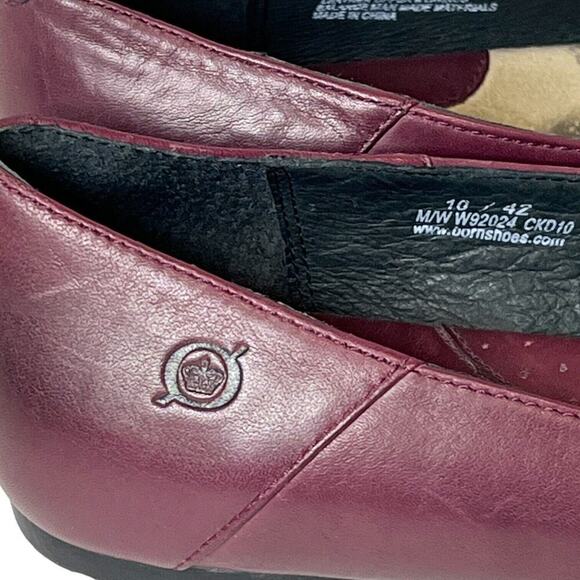 Born Maroon Ruffled Pleated Braided Strap Buckle Classic Ballet Flats Size 10 - Picture 5 of 7